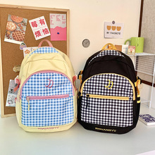 新款日系格子ins风双肩包可爱大容量少女轻便背包大学生百搭书包