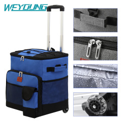 Manufacturer Oxford cloth insulation bag foldable roller trolley ice bag large capacity takeaway box outdoor car picnic bag