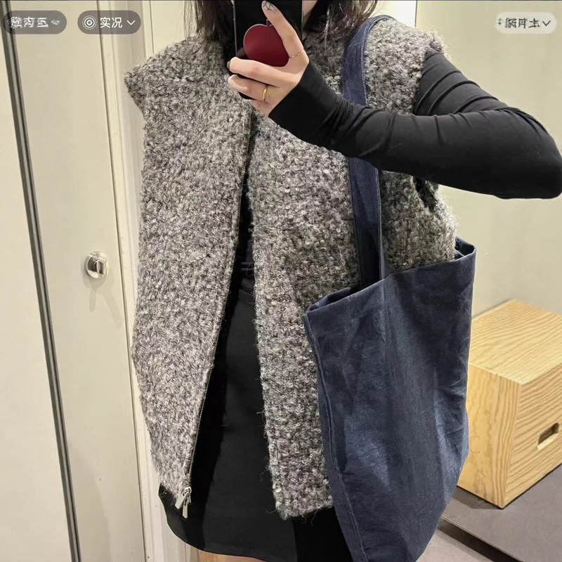2025 Autumn and Winter Circle Wool Alpaca Wool Heating Functional Simple and Atmospheric Vest Wide Style for Women