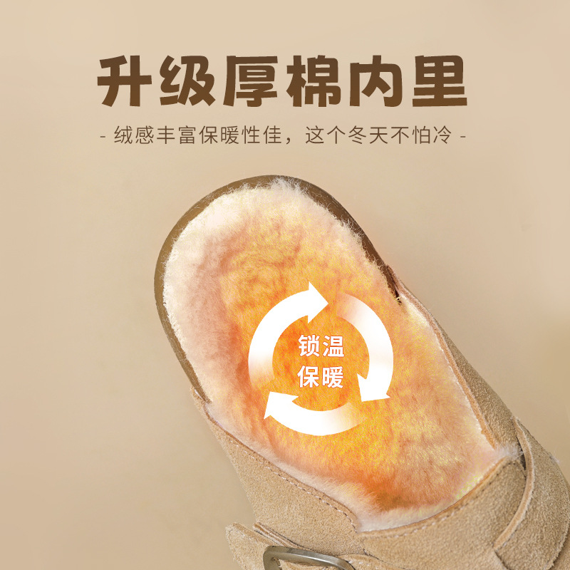 Augu Lion Tengga zapatillas de algodón de peluche mujeres 2026 nuevo bolso de peluche de primavera usar un pedazo de zapatillas