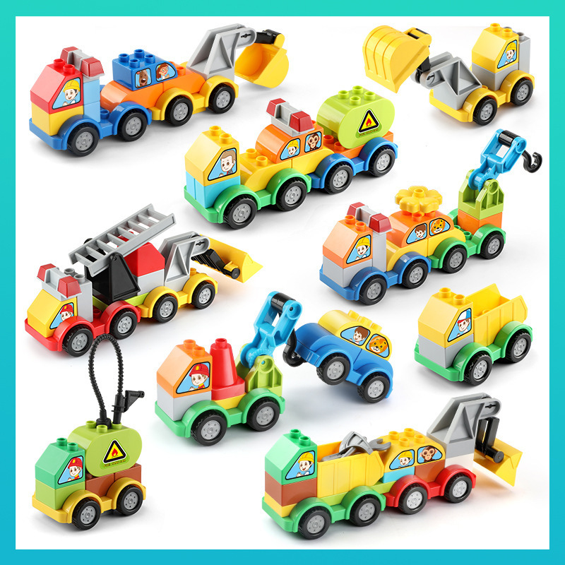 Big Particle Plastic Variety Car Boy Play House Street View Toy Police Game Educational Toy Building Blocks