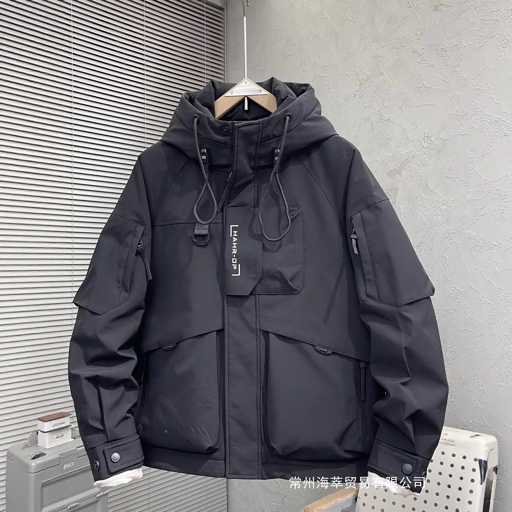 Jiujiang down Jacket Source Factory Men's Model Jiaxing Pinghu Hooded No-Wash Workwear 2025 New Wholesale