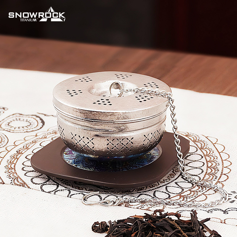 Snow Rock Pure Titanium Tea Ball Seasoning Ball Filter Seasoning Ball for Brewing Tea, Soup, Marinade, Kitchen, Tea Leaves, Eggs