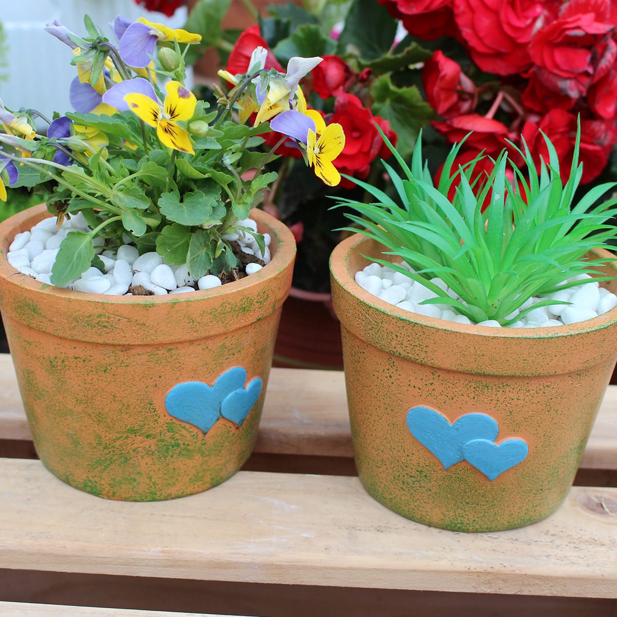  Resin Mending Flower Pot Embossed Love Bow Fleshy Retro Imitation Ceramic Flower Pot Old Large Diameter Now