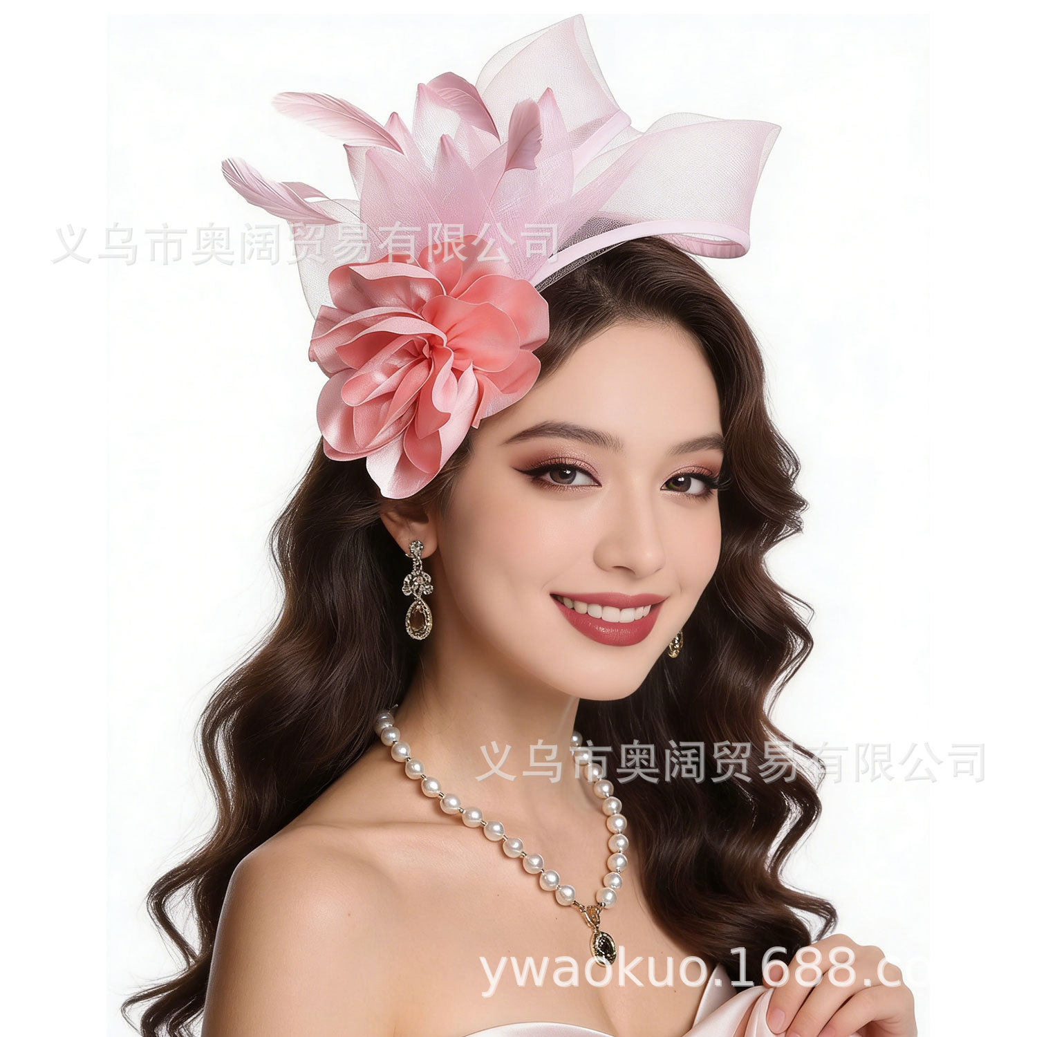 Cross-Border Amazon Hot-Selling Bridal Mesh Feather Headpiece for Horse Racing Festival, Tea Party, and Dance Party Hair Accessories Wholesale Supply