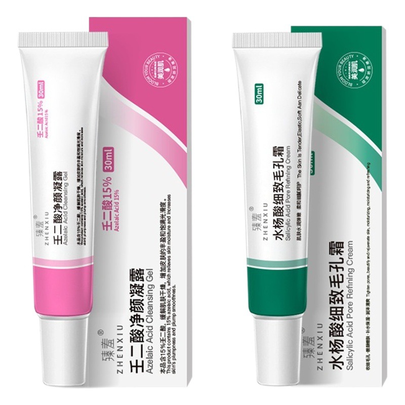 Zhenshy Azelaic Acid 15% Gel Cleansing Lotion, Salicylic Acid Pore Shrinking Cream, Blackhead and Acne Removal Cream, Hair Replacement