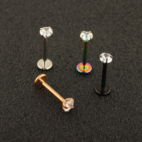 316L Stainless Steel Zircon Lip Nail Nose Nail Jewelry Wholesale 18G Nose Nail Wholesale 1.0x8/6mm