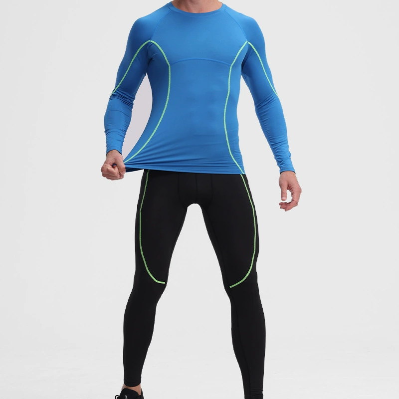 Одежда для фитнеса, мужской костюм, спортивные быстросохнущие колготки, тренировочная одежда с длинными рукавами, бег, баскетбол, утренний бег, осенне-зимний базовый слой на открытом воздухе