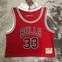 MN женский ретро-джерси с открытым пупком Bulls красный № 33 Pippen № 23 Jordan № 91 Жилет Rodman