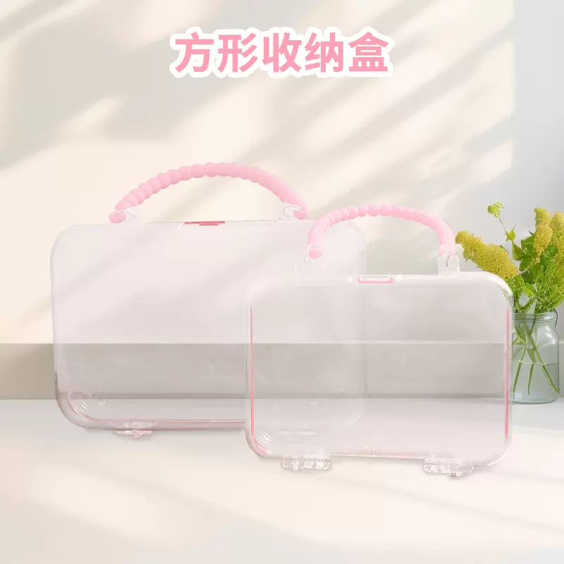 卡通儿童收纳盒饰品半透明便携个性首饰盒桌面整理塑料手提包