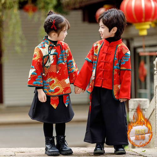 Boys and Girls Tang Suit Girls chinese princess winter hanfu tang suit   Children Hanfu Chinese Celebration New Clothes