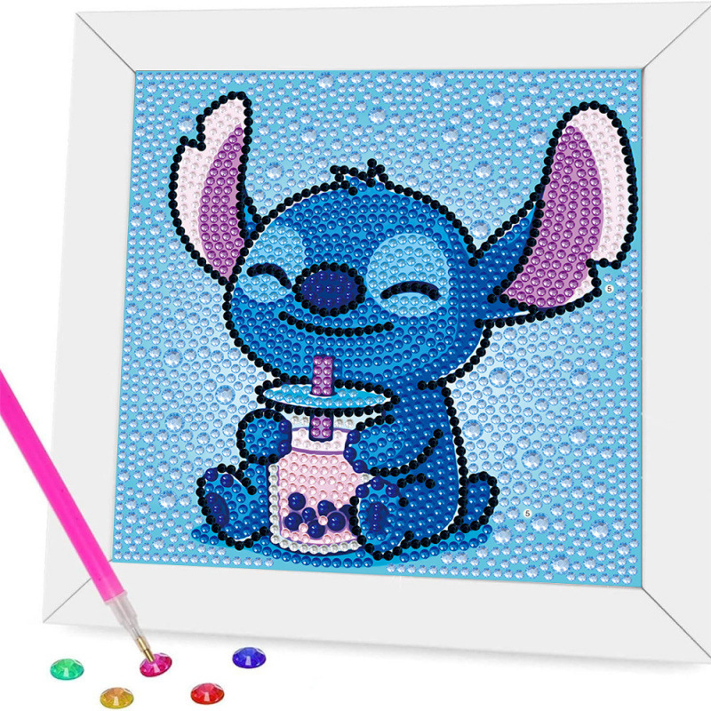 Pintura de diamantes enmarcada hecha a mano, superventas transfronteriza, de dibujos animados infantiles de la princesa Elsa, linda pintura de pegatinas de diamantes DIY