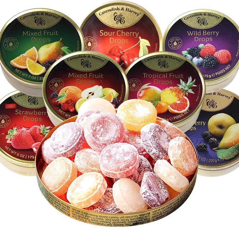 德国进口嘉云水果糖混合果汁什锦硬糖结婚喜糖铁罐装礼盒（箱规54
