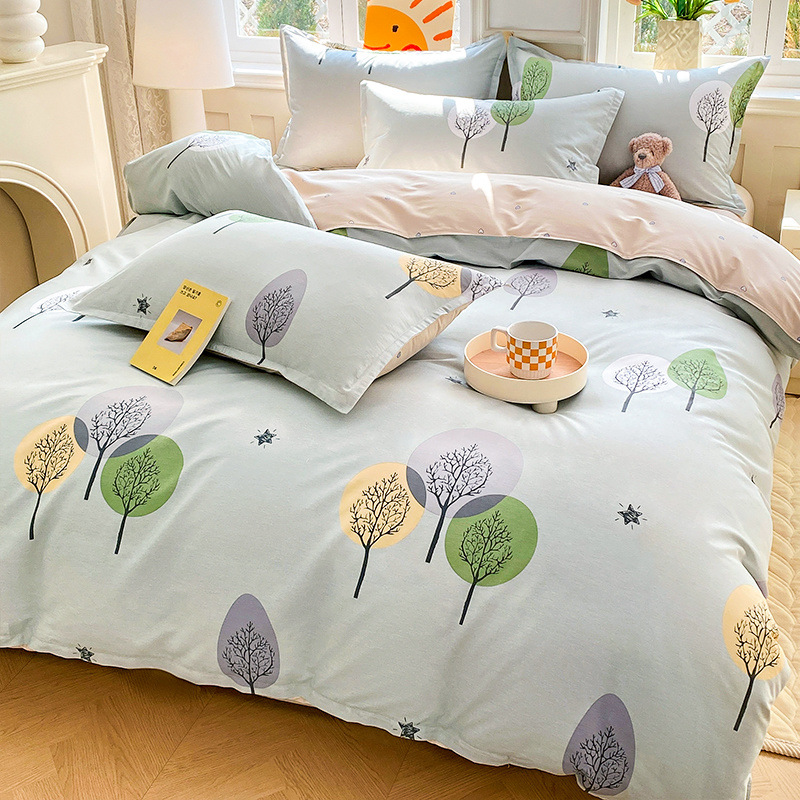 2025 ropa de cama de cuatro piezas de algodón de nuevo estilo ropa de cama de algodón funda de edredón ropa de cama de tres piezas de una sola cama doble