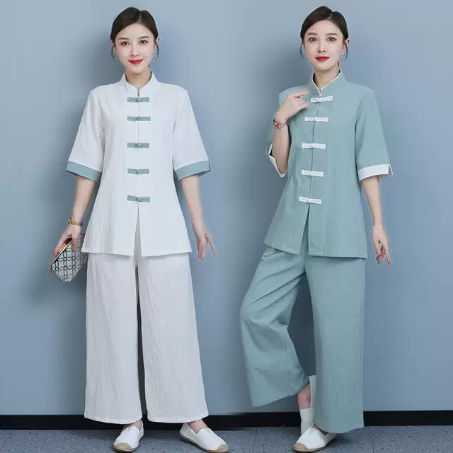Yoga clothing, set, Chinese style, cotton and linen