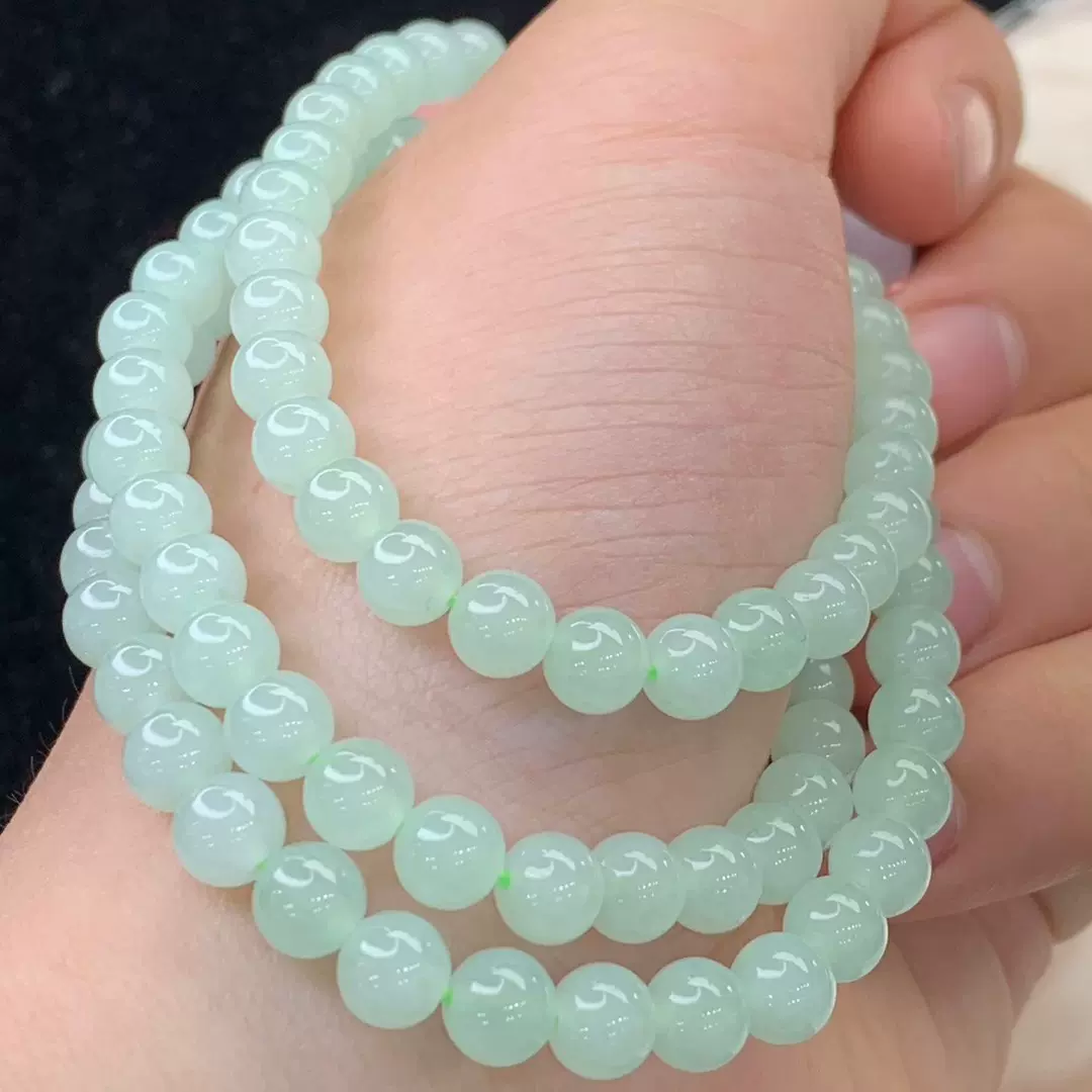 缅甸翡翠项链 女款天然A货翡翠圆珠玉手链简约国风玉石手链批发