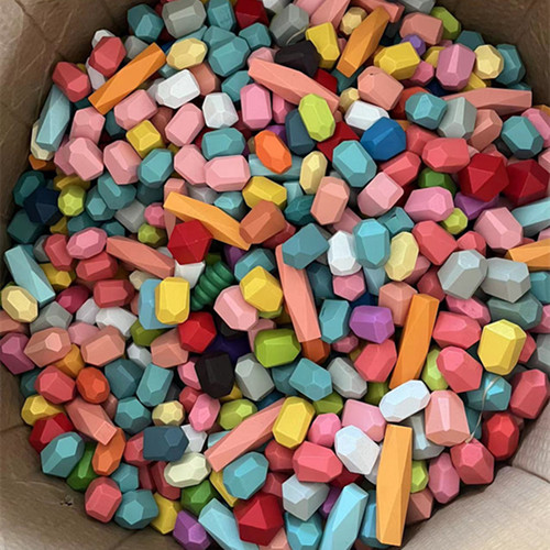 Wholesale Large, Medium, and Small Stacking Stones with Nordic Style, Equilibrium Wooden Concentration Stack Game for Children, Toys in Colors