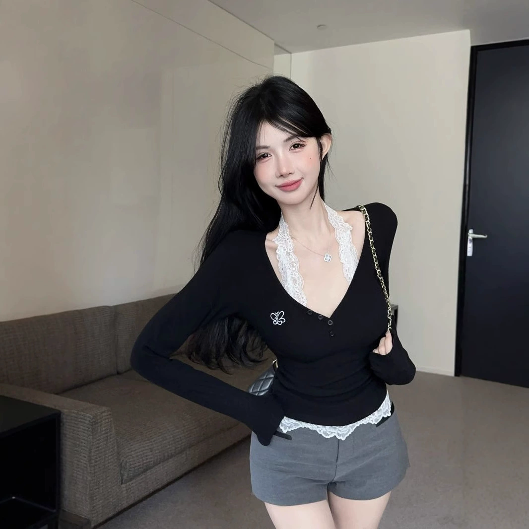 Чистая горячая девушка сексуальный топ с шеей на плече