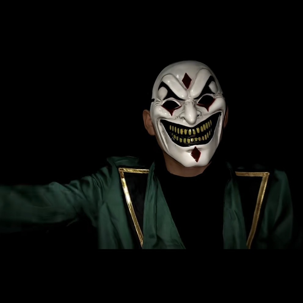 热线万圣节快手面具暗黑抑郁cosplay国风头套恐怖网红黑魔鬼面具