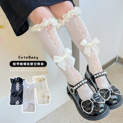 Summer Thin Children's Socks Women's Long Ribbon Bow Princess Socks JK Lolita Calf Socks Manufacturer Wholesale