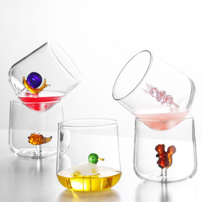 创意立体动物玻璃水杯可爱超萌动物庄园造型家用可爱简约玻璃杯