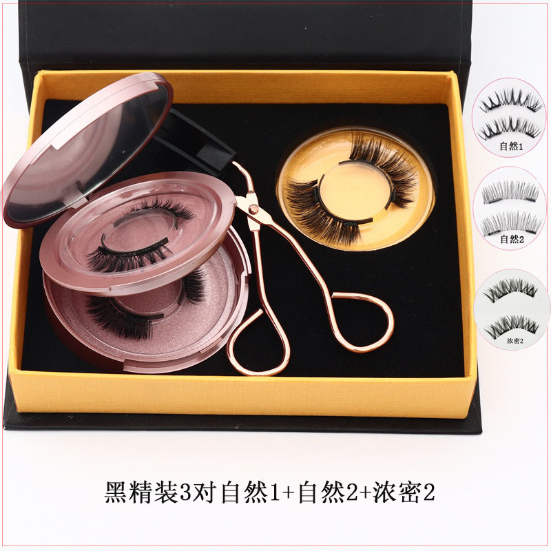 Quantum imán magnético de succión magnética sin pegamento natural largo grueso transfronterizo europeo y americano popular magnético pestañas postizas 3D