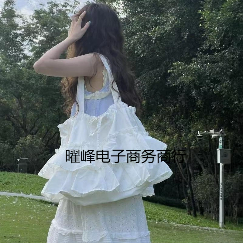 Летняя новая стильная холщовая сумка на одно плечо с рюшами, корейский стиль, литературная студенческая сумка, холщовая сумка для нежной девушки