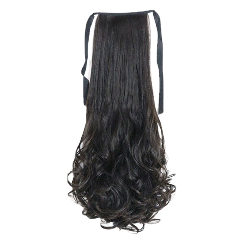 Peluca para mujer, cola de caballo estilo lazo con diseño de flor de pera, cabello realista, elegante, se puede peinar alto o bajo, ligera, sin caída, cola de caballo trenzada, cola de caballo ligera.