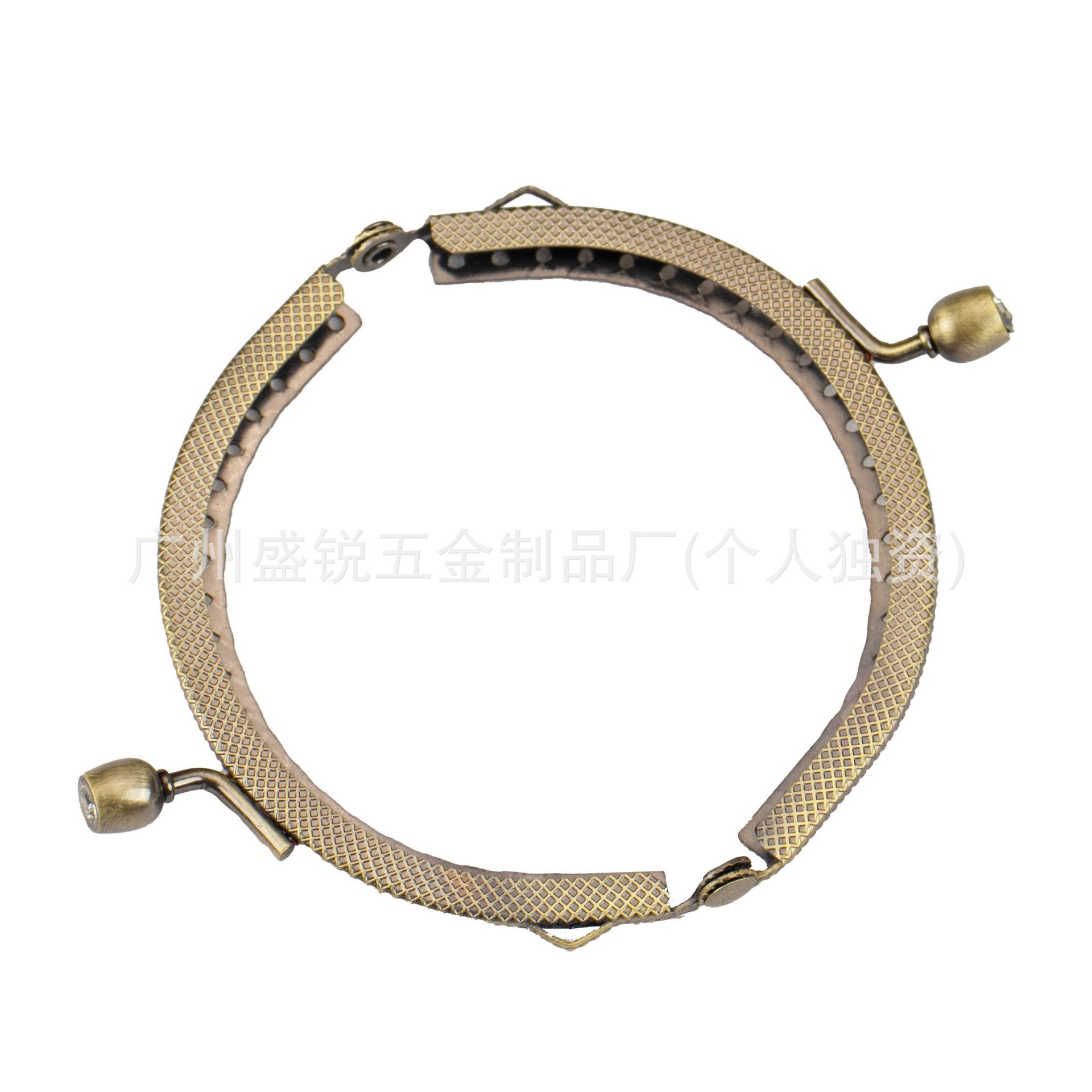 8.5cm diamantes en relieve semicircular oro dly accesorios de bolsas de muñeca hechas a mano bronce oro ligero