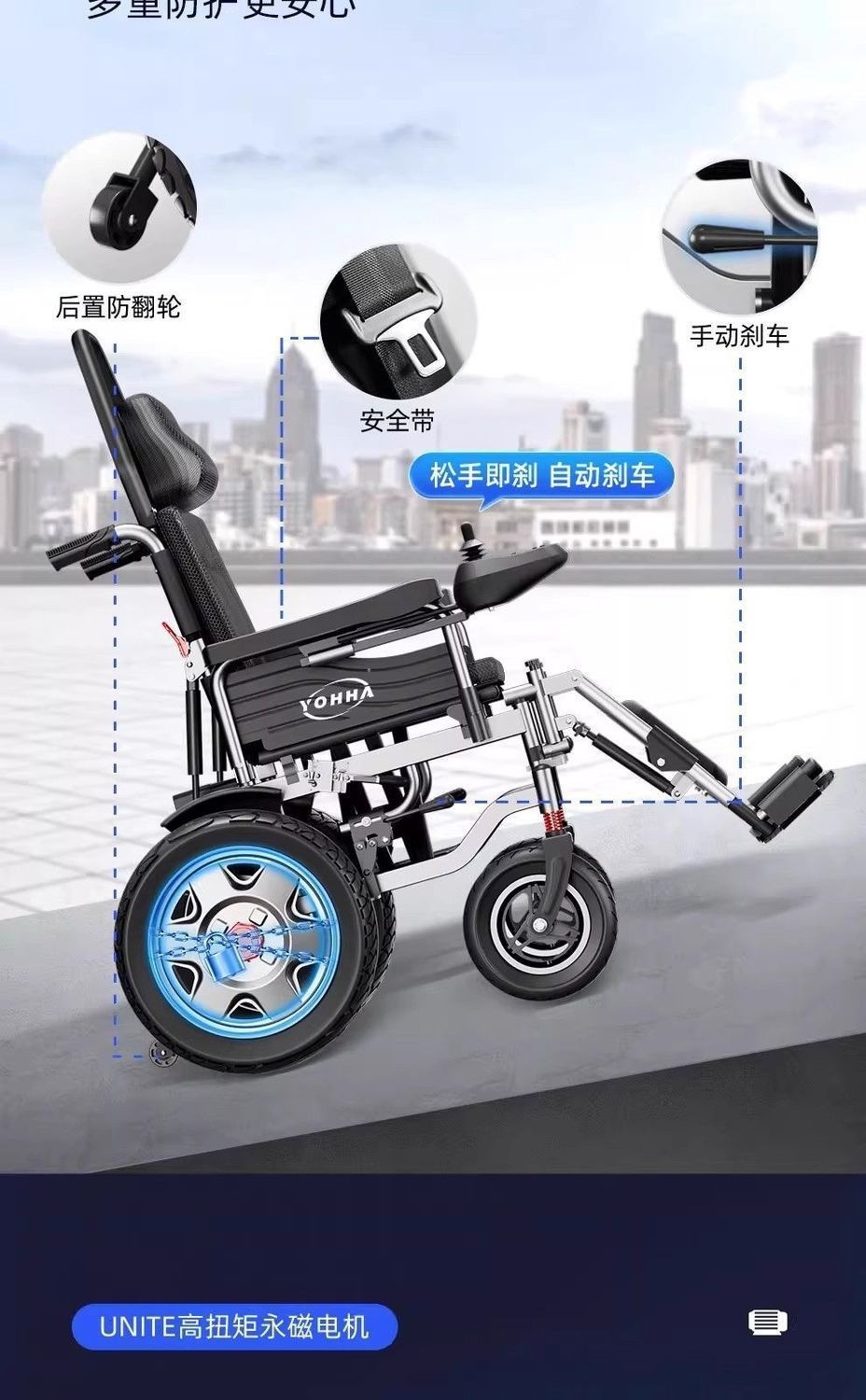 Branded electric wheelchair for the elderly, intelligent foldable electric mobility aid
