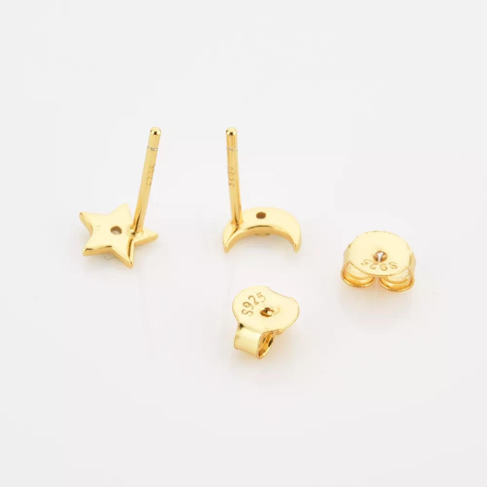 1 Pair Casual Commute Star Moon Asymmetrical Epoxy Inlay Copper Zircon Ear Studs display picture 2