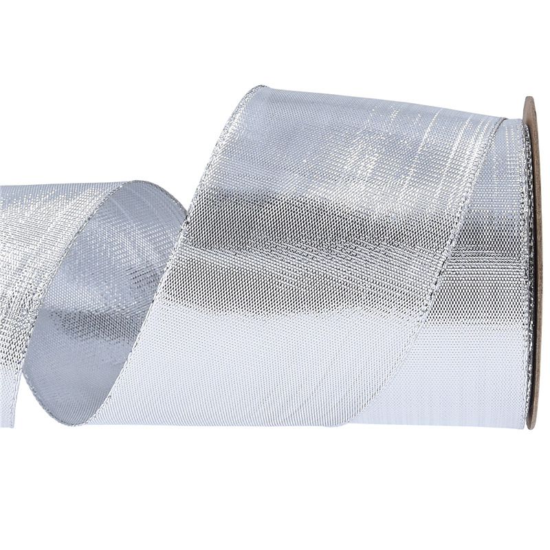 Nuevos productos transfronterizos, verde dorado y plateado brillante, cinta de seda, decoración de flores de celebración festiva, embalaje de regalo, cinturón de cebolla brillante, 10 yardas en stock