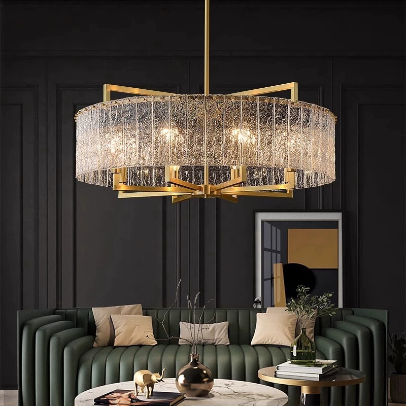 Light Luxury Living Room Chandelier, Post-Modern Simple Glass Dining Room Lamp, Wall Lamp, Home Atmospheric Round Bedroom Bedside Lamp
