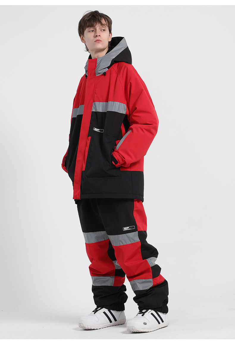 New snowsuit women's jacket warm clip cotton waterproof double board equipment reflective snowsuit men_voghion.com