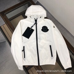 高版本蒙家男士徽章连帽夹克冲锋衣M家logo刺绣简约风衣外套帽衫