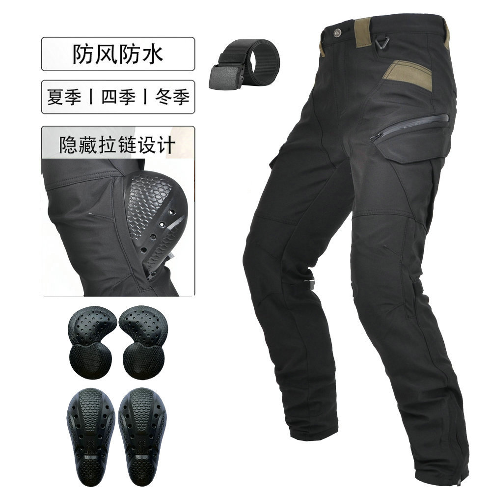 VOLERO Motocicleta Four Seasons Pantalones de ciclismo a prueba de caídas Impermeable a prueba de viento Doble capa transpirable de cintura alta Pantalones de motocicleta a prueba de caídas para hombre