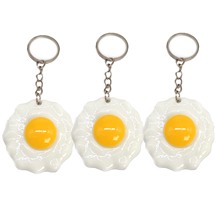 仿真鸡蛋钥匙扣包包挂件煎蛋创意食物系列荷包蛋挂件促销礼品现货