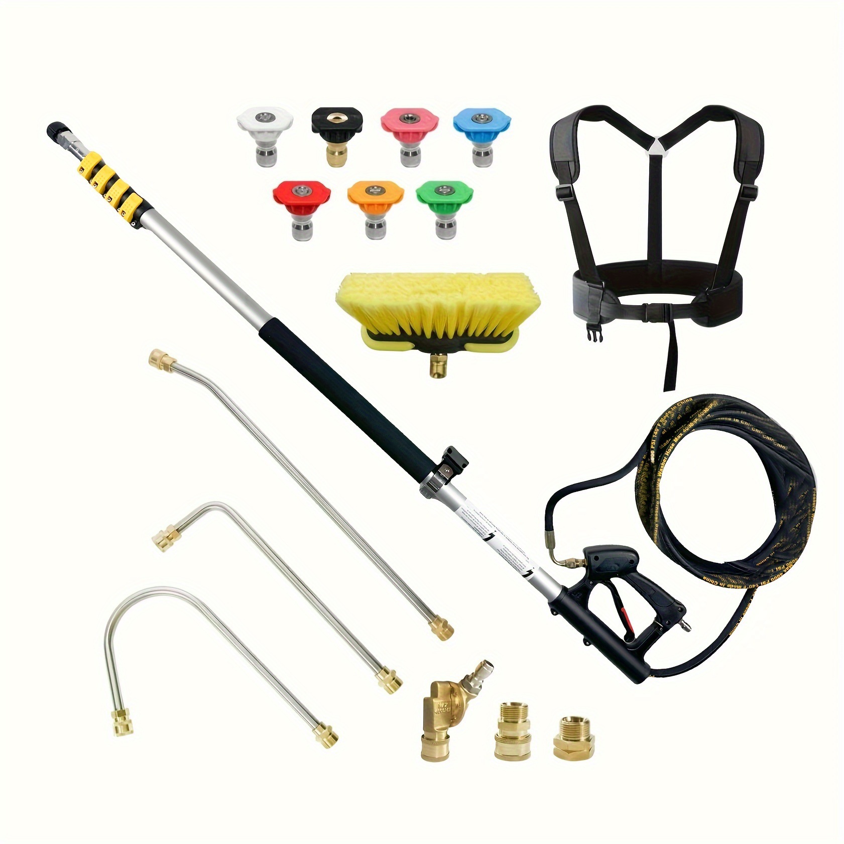 高压水枪伸缩杆加长清洗机延长配件套装多功能高空外墙清洁