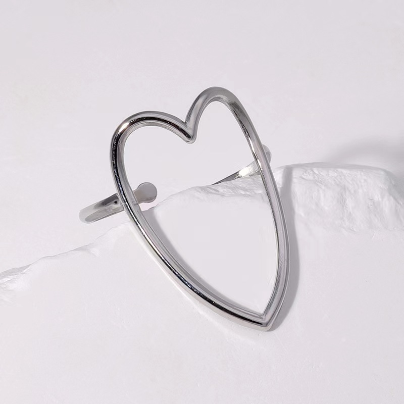 Plating Design Simple Style Irregular Heart Shape Solid Color Titanium Steel Plating Open Rings