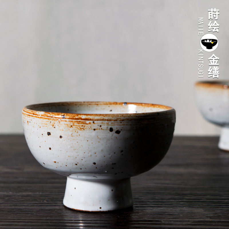 日式粗陶调味碟小吃碟创意高脚酱料碟陶瓷菜碟日本料理餐具小碟子