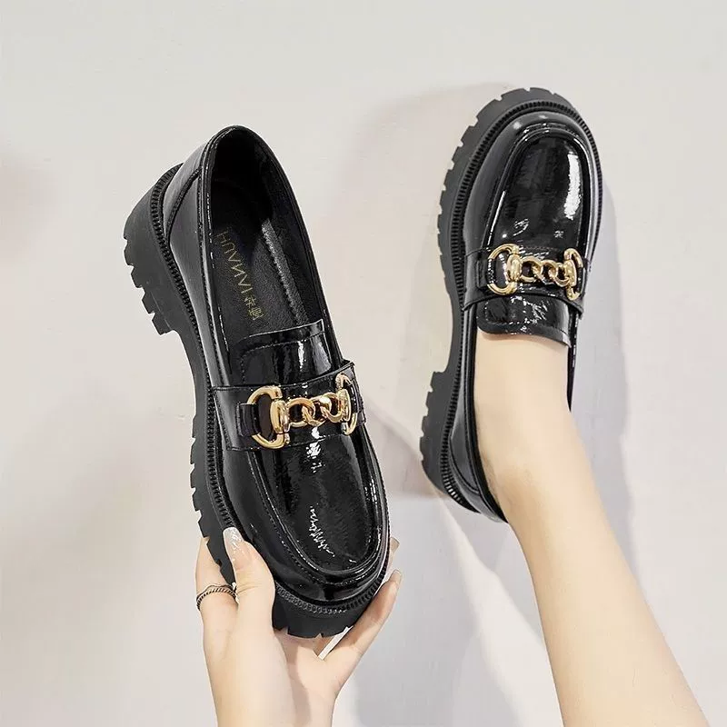 Женская обувь марки Runny 2024 новая маленькая одиночная обувь женская мягкая подошва нескользящая мягкая обувь Lefu британский стиль маленькая кожаная обувь