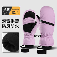 スキーグローブ、ベニヤコットングローブ、ベルベットと厚みのある冬用防水スキーウォームグローブ、男性と女性用