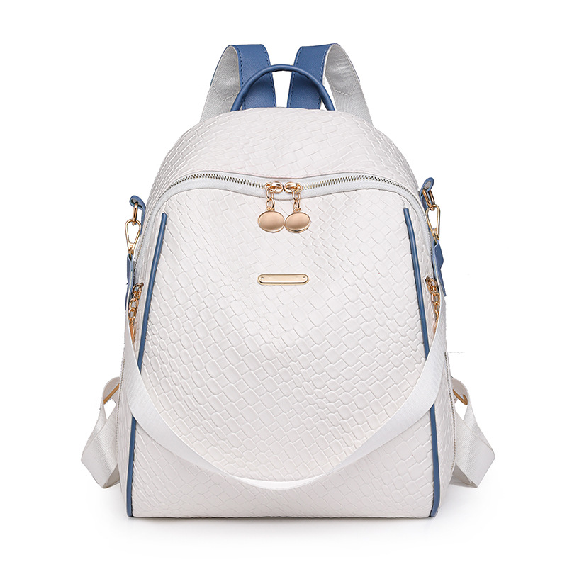 2024 verano nueva moda contraste color damas mochila simple tejido multifuncional mochila de viaje de doble uso al por mayor