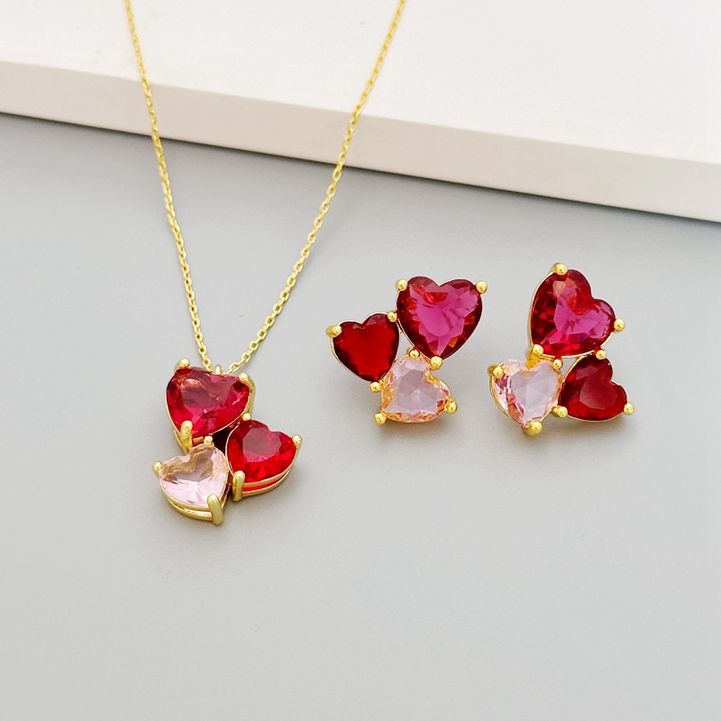 15g Weight Jewelry Set Classification Wholesale Jewelry Sweet Heart Shape Brass Plating Jewelry Set Cable Chain