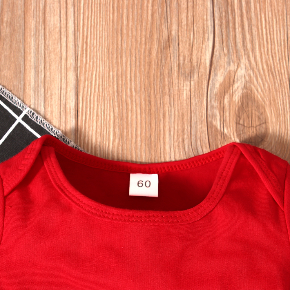 Natale Bambini primavera e autunno Natale vestito bretelle + tuta triangolare da arrampicata + cappello tre pezzi abbigliamento per bambini ins_voghion.com