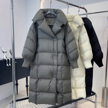 反季正品鹅绒泡芙羽绒服女长款爆款高端气质宽松加厚冬季外套撤柜