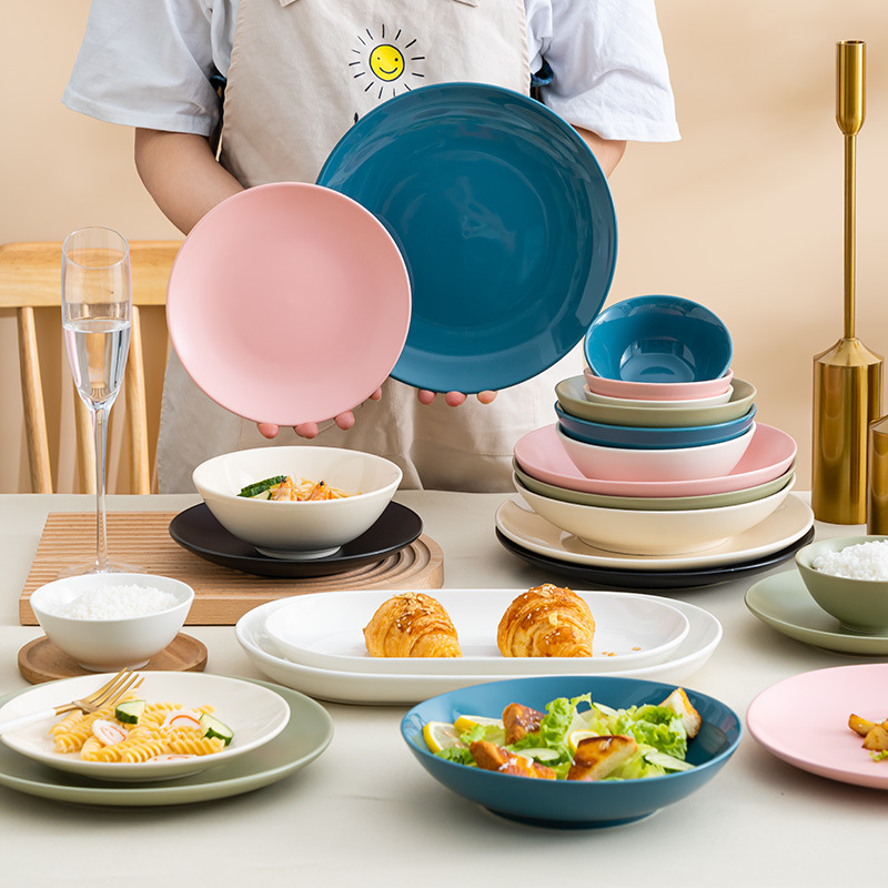 Nordic Ceramic Dishes and Dish Set Household Light Luxury Housewarming Dishes and Dish Hotel Western Food Dishes ins Housewarming Internet Popular Tableware