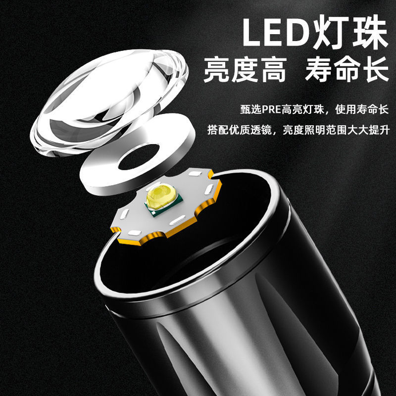 Portapapeles retráctil transfronterizo linterna 513 mini zoom COB regalo de luz lateral USB de carga fuerte Luz Portátil LED