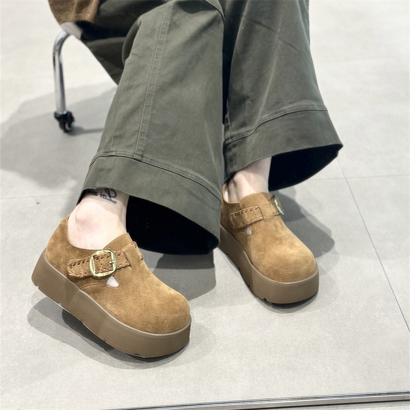 IG莱熙妮松糕厚底增高博博鞋女2025秋季新款小个子乐福鞋一脚蹬鞋|undefined