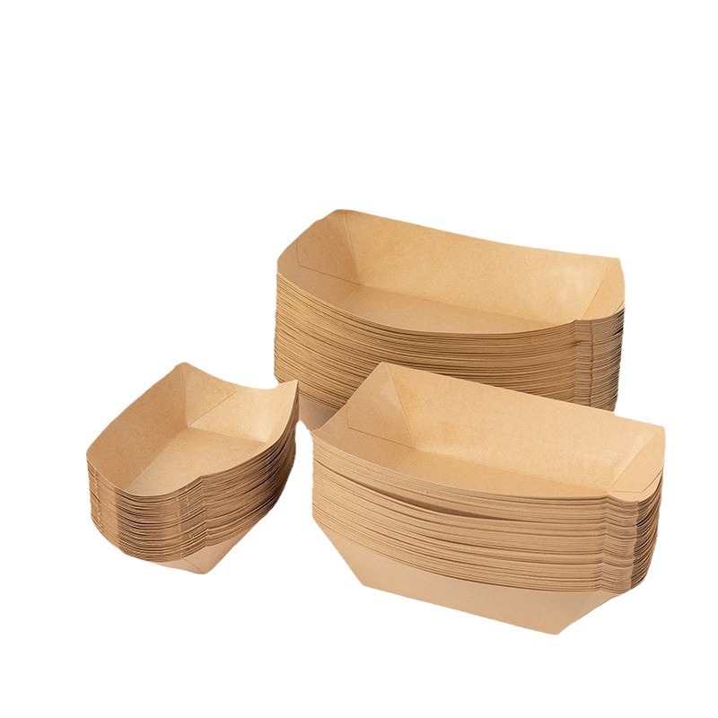 Caja de hamburguesas, caja de barco, papas fritas, pollo frito, arroz frito, bandeja de bocadillos, caja de comidas en forma de barco kraft